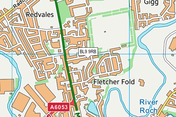 BL9 9RB map - OS VectorMap District (Ordnance Survey)
