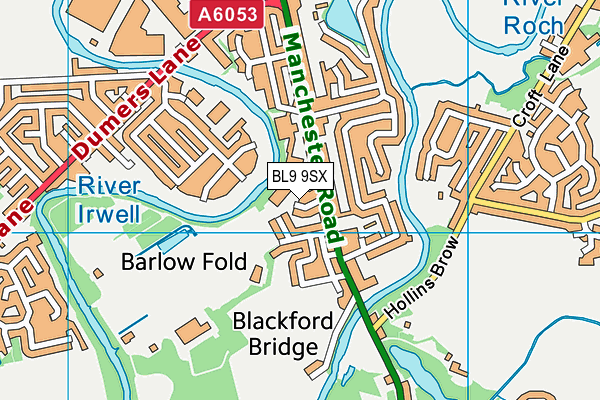 BL9 9SX map - OS VectorMap District (Ordnance Survey)