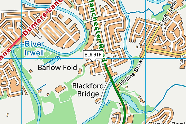 BL9 9TF map - OS VectorMap District (Ordnance Survey)
