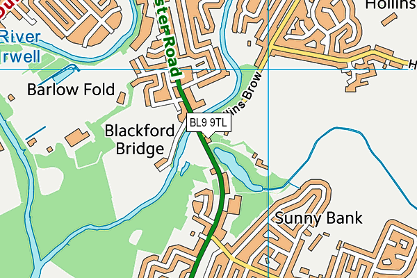 BL9 9TL map - OS VectorMap District (Ordnance Survey)