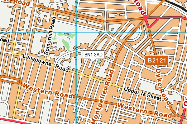 BN1 3AD map - OS VectorMap District (Ordnance Survey)