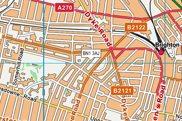 BN1 3AJ map - OS VectorMap District (Ordnance Survey)