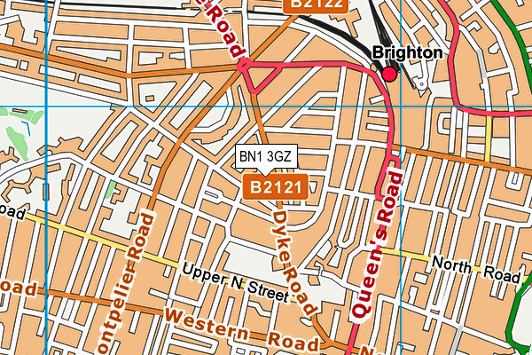BN1 3GZ map - OS VectorMap District (Ordnance Survey)