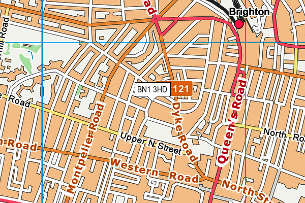 BN1 3HD map - OS VectorMap District (Ordnance Survey)