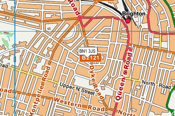 BN1 3JS map - OS VectorMap District (Ordnance Survey)