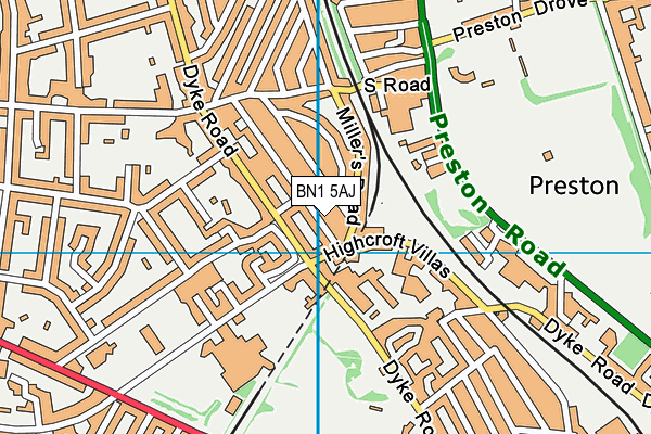 BN1 5AJ map - OS VectorMap District (Ordnance Survey)