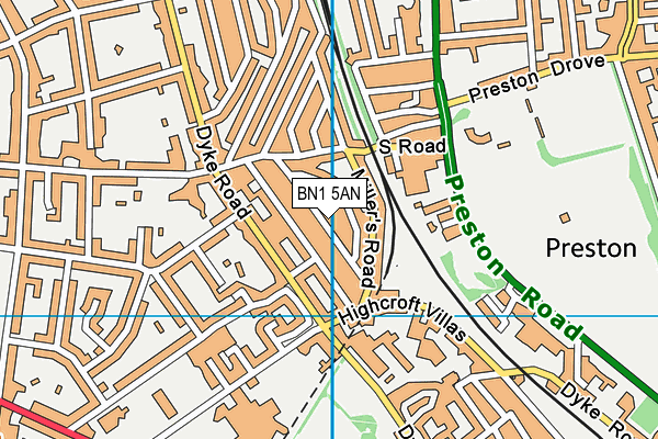 BN1 5AN map - OS VectorMap District (Ordnance Survey)