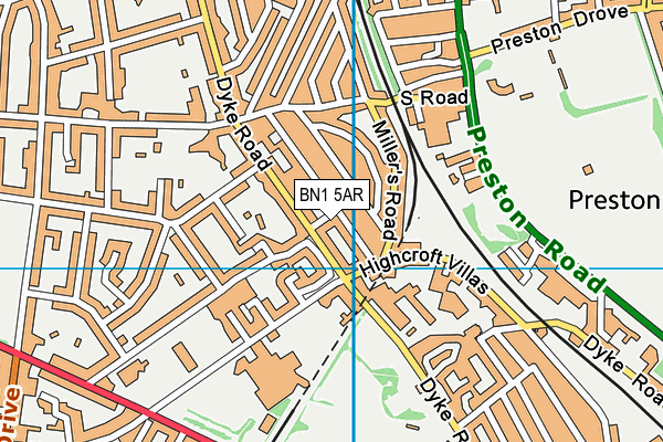 BN1 5AR map - OS VectorMap District (Ordnance Survey)