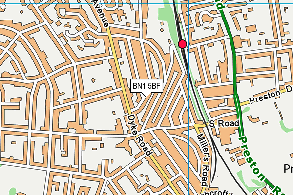 BN1 5BF map - OS VectorMap District (Ordnance Survey)