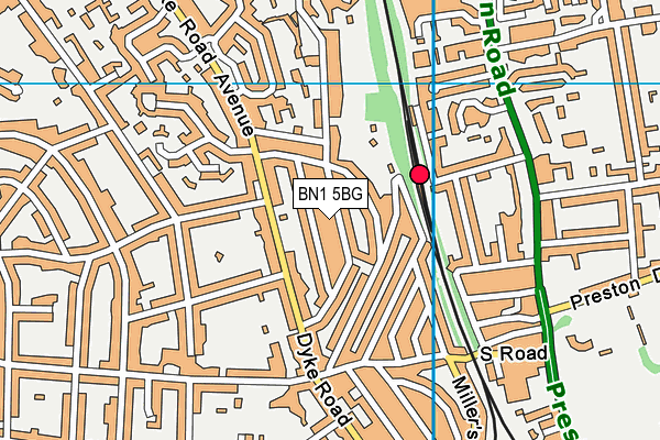BN1 5BG map - OS VectorMap District (Ordnance Survey)