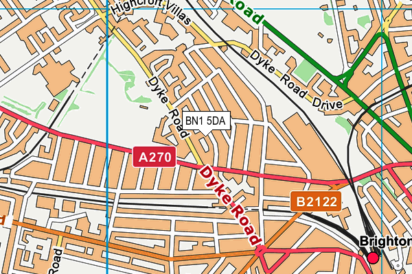 BN1 5DA map - OS VectorMap District (Ordnance Survey)