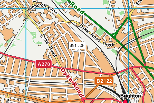 BN1 5DF map - OS VectorMap District (Ordnance Survey)