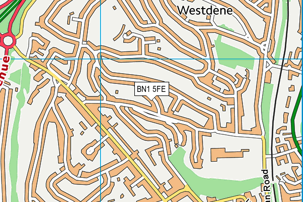 BN1 5FE map - OS VectorMap District (Ordnance Survey)