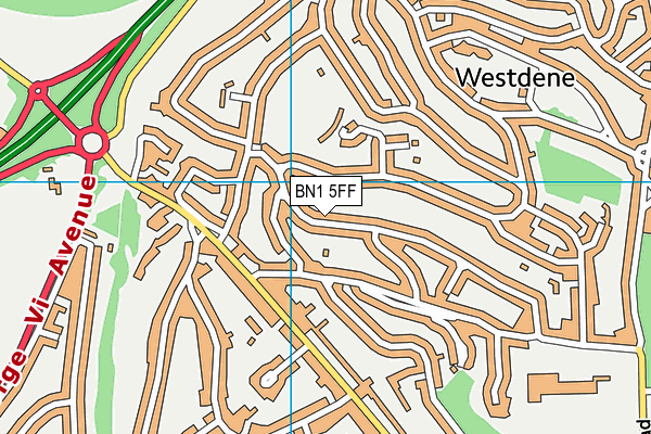 BN1 5FF map - OS VectorMap District (Ordnance Survey)