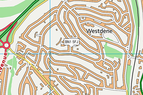 BN1 5FJ map - OS VectorMap District (Ordnance Survey)