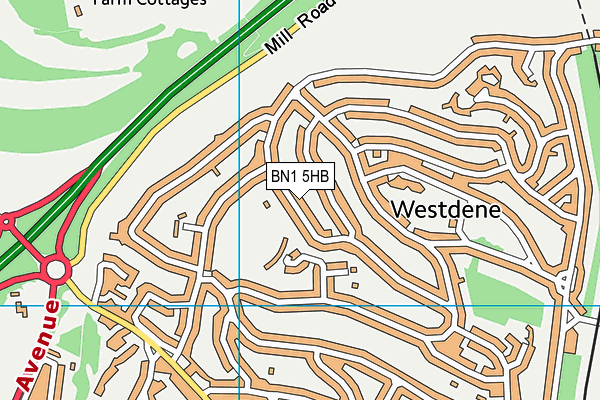 BN1 5HB map - OS VectorMap District (Ordnance Survey)