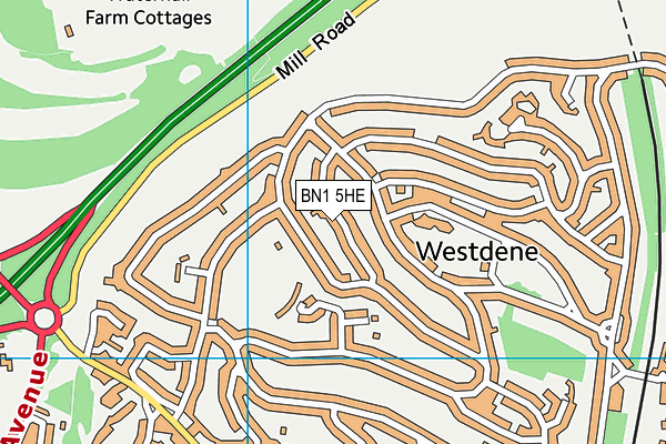 BN1 5HE map - OS VectorMap District (Ordnance Survey)