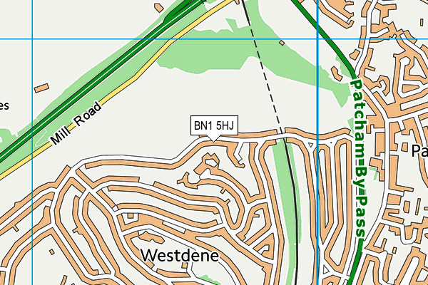 BN1 5HJ map - OS VectorMap District (Ordnance Survey)