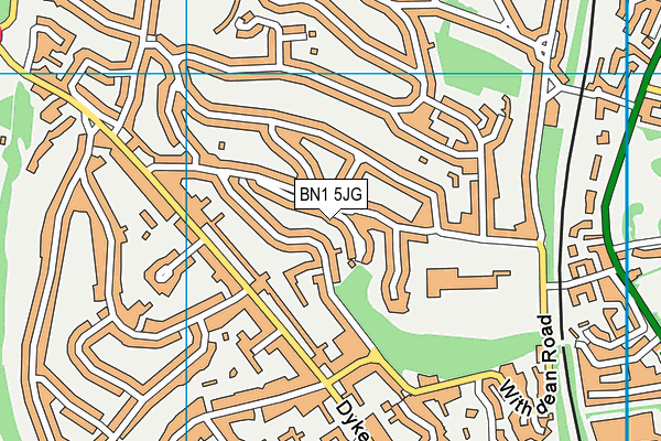 BN1 5JG map - OS VectorMap District (Ordnance Survey)