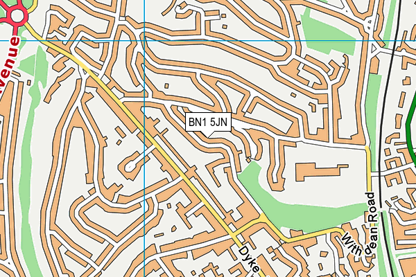 BN1 5JN map - OS VectorMap District (Ordnance Survey)
