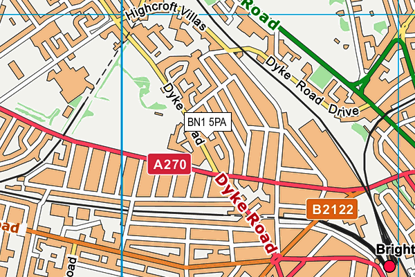 BN1 5PA map - OS VectorMap District (Ordnance Survey)