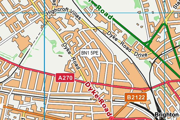 BN1 5PE map - OS VectorMap District (Ordnance Survey)