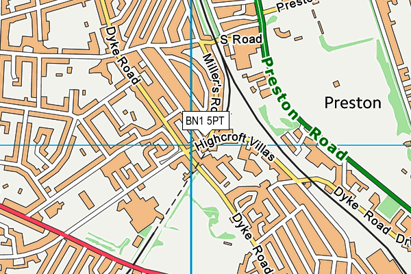 BN1 5PT map - OS VectorMap District (Ordnance Survey)