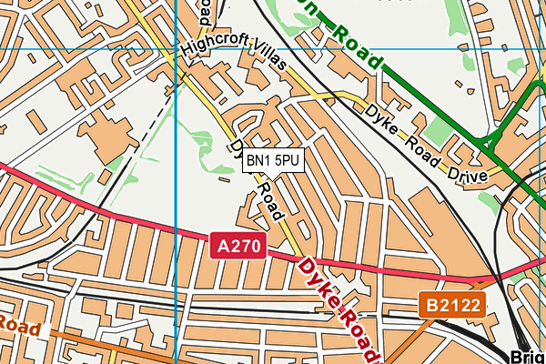 BN1 5PU map - OS VectorMap District (Ordnance Survey)