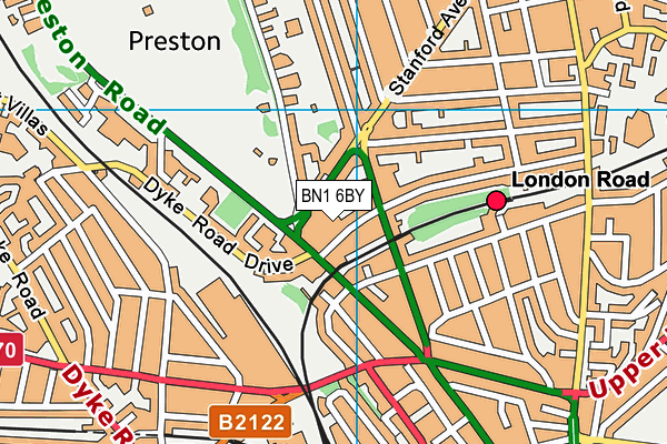 BN1 6BY map - OS VectorMap District (Ordnance Survey)
