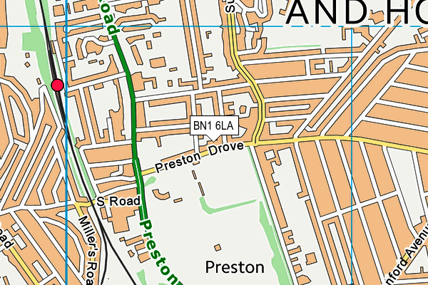 Preston Lawn Tennis Club map (BN1 6LA) - OS VectorMap District (Ordnance Survey)