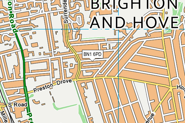 BN1 6PD map - OS VectorMap District (Ordnance Survey)