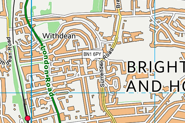 BN1 6PY map - OS VectorMap District (Ordnance Survey)