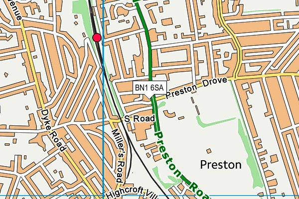Preston Bowls Club Brighton Ltd map (BN1 6SA) - OS VectorMap District (Ordnance Survey)