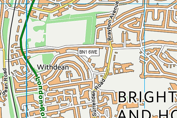 BN1 6WE map - OS VectorMap District (Ordnance Survey)
