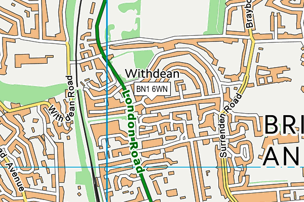 BN1 6WN map - OS VectorMap District (Ordnance Survey)