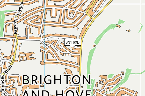 BN1 6XD map - OS VectorMap District (Ordnance Survey)
