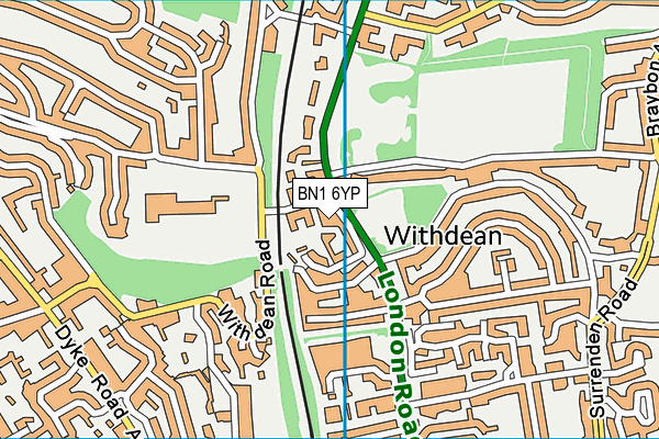 BN1 6YP map - OS VectorMap District (Ordnance Survey)