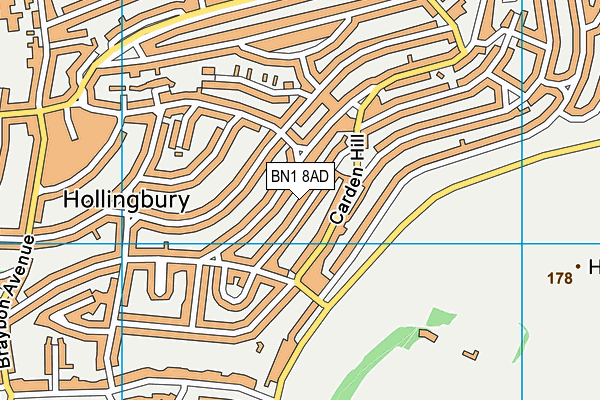 BN1 8AD map - OS VectorMap District (Ordnance Survey)