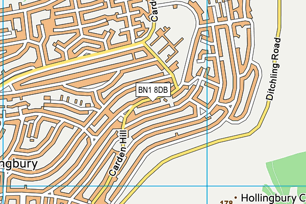 BN1 8DB map - OS VectorMap District (Ordnance Survey)