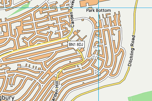 BN1 8DJ map - OS VectorMap District (Ordnance Survey)