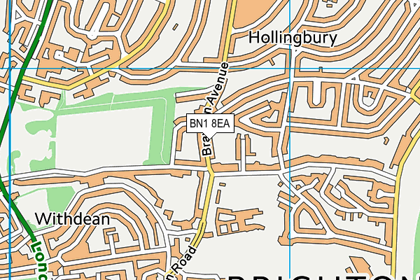 BN1 8EA map - OS VectorMap District (Ordnance Survey)