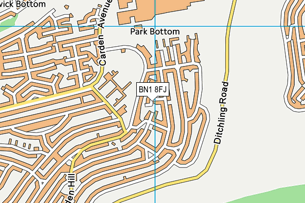 BN1 8FJ map - OS VectorMap District (Ordnance Survey)