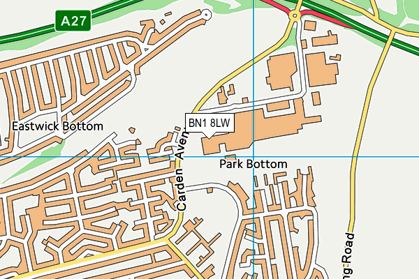 BN1 8LW map - OS VectorMap District (Ordnance Survey)