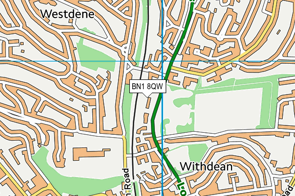 BN1 8QW map - OS VectorMap District (Ordnance Survey)