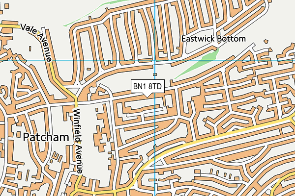 BN1 8TD map - OS VectorMap District (Ordnance Survey)