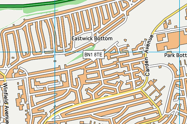BN1 8TE map - OS VectorMap District (Ordnance Survey)