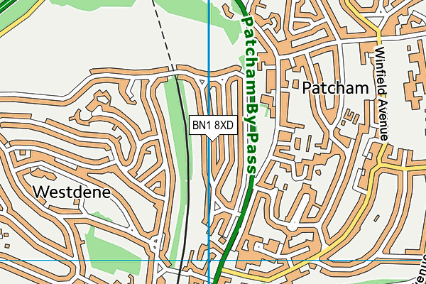 BN1 8XD map - OS VectorMap District (Ordnance Survey)