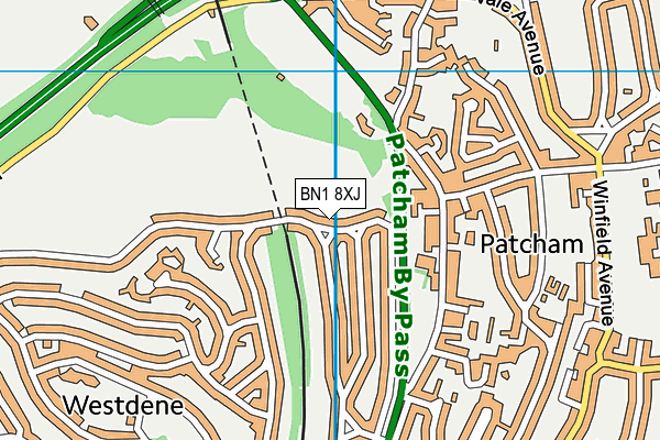 BN1 8XJ map - OS VectorMap District (Ordnance Survey)