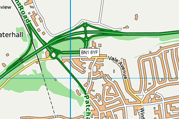 BN1 8YF map - OS VectorMap District (Ordnance Survey)