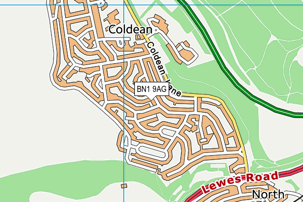 BN1 9AG map - OS VectorMap District (Ordnance Survey)